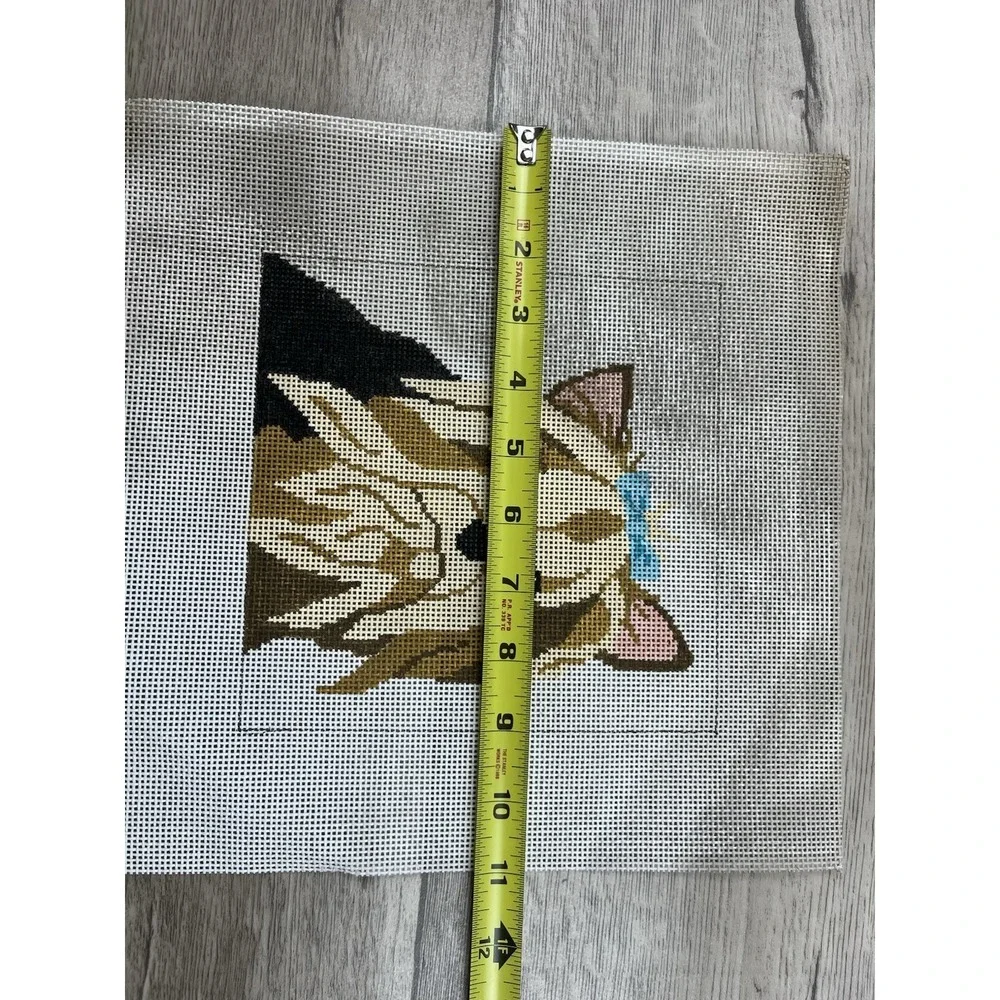 Cat's Cradle Handpainted Needlepoint Canvas Yorkie Dog‎ With Bow Terrier 13ct